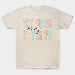 Tiny Humans Favorite Retro Checkered Text T-Shirt